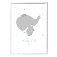 A Little Lovely Company Poster Olifant Junior 50 X 70 Cm Papier Wit/grijs