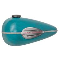 Fiftiesstore Harley-Davidson Distressed Scale Model Benzinetank Metalen Wand Decor Blauw Turquoise HDL-15521