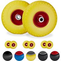 RELAXDAYS 8 x Sackkarrenrad, pannensichere Vollgummireifen, 3.00-4' Stahlfelge, 20 mm Achse, 100kg, Ersatzrad 260 x 85mm, gelb-rot