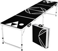 COSTWAY Campingtisch Beer Pong Tisch schwarz/weiß