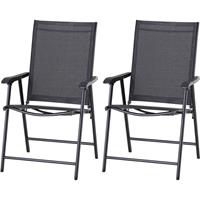 Outsunny klapstoel, comfortabel met armleuningen, set van 2, ideaal voor camping en vissen, stevig metaal, 86 x 56 x 92 cm, zwart | Aosom.nl