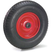 PU-geschuimd wiel 400 x 100 mm, Stalen velg - rood - rillenprofiel