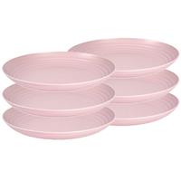 Forte Plastics Set Van 6x Stuks Rond Kunststof Borden Oud Roze 25 Cm - Herbruikbaar - Dinerbord - Barbecuebord - Campingbord