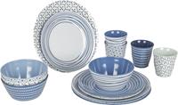 BO-CAMP Melamin Campinggeschirr Set Mix&Match Essgeschirr Teller Becher 16tlg Farbe: blau