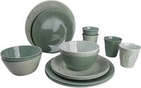 BO-CAMP Melamin Campinggeschirr Set Mix&Match Essgeschirr Teller Becher 16tlg Farbe: Grün