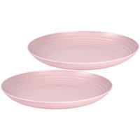 Forte Plastics Set Van 2x Stuks Rond Kunststof Borden Oud Roze 25 Cm - Herbruikbaar - Dinerbord - Barbecuebord - Campingbord