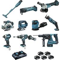 Makita DLX1011PTJ Accu combopack LXT 18v - 10 delig met 5x 5.0Ah accu's - DLX1011PTJ