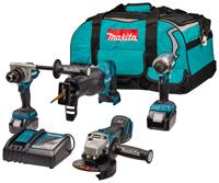 Makita DLX4157TX1 18 V Combiset voor allround tot zwaar boor-, (slag)schroef-, slijp- en reciprozaagwerk | Mtools