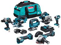 Makita DLX7019TX1 18 V Combiset voor (slag)schroeven, boren, slijpen, schaven en zagen en met multitool | Mtools