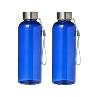 2x Lekvrije drinkfles/waterfles 500 ml blauw -