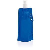 Set van 2x stuks waterzak blauw 400 ml opvouwbaar met haak -