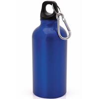 Bellatio Aluminium waterfles/drinkfles blauw met schroefdop en karabijnhaak 400 ml -