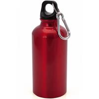 Aluminium waterfles/drinkfles rood met schroefdop en karabijnhaak 400 ml -