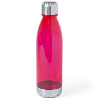 Bellatio Kunststof waterfles/drinkfles transparant rood met RVS dop 700 ml -