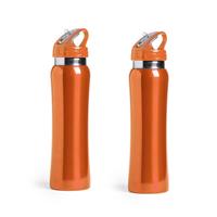 Bellatio Set van 2x stuks luxe Drinkfles/waterfles 800 ml oranje van RVS -