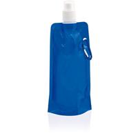 Set van 8x stuks waterzak blauw 400 ml opvouwbaar met haak -