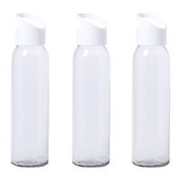 Bellatio 6x Stuks glazen waterfles/drinkfles transparant met schroefdop met wit handvat 470 ml -