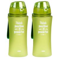 Concorde 2x Sport Bidon drinkfles/waterfles Think Positive print groen 480 Ml -