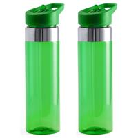 Bellatio Set van 2x stuks bidon/drinkfles/waterfles 650 ml groen van kunststof -