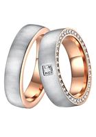 DOOSTI Trouwring ST-089-D, ST-089-H, BICOLOR Made in Germany - naar keuze met of zonder zirkoon