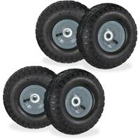 RELAXDAYS 4 x Sackkarrenrad 4.1/3.5-4, luftbereifte Ersatzräder für Bollerwagen, für 16 mm Achse, 136 kg, 260x85mm, schwarz-grau
