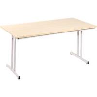 Klaptafel TR, B 1600 x D 700 x H 720 mm, ahorn decor/wit aluminium