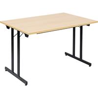 Inklapbare tafel F25, b x d = 1200 x 800 mm, werkblad beukenhoutdecor, frame zwart