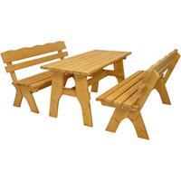 DEGAMO Garnitur FREITAL 3-teilig 150cm (2x Bank 150cm, 1x Tisch 70x150cm), Kiefer imprägniert