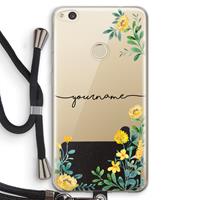 CaseCompany Gele bloemen: Huawei Ascend P8 Lite (2017) Transparant Hoesje met koord