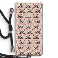 CaseCompany Zwarte poes: Huawei Ascend P8 Lite (2017) Transparant Hoesje met koord