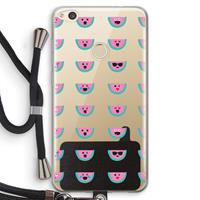 CaseCompany Smiley watermeloenprint: Huawei Ascend P8 Lite (2017) Transparant Hoesje met koord