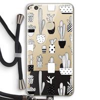 CaseCompany Cactusmotief: Huawei Ascend P8 Lite (2017) Transparant Hoesje met koord