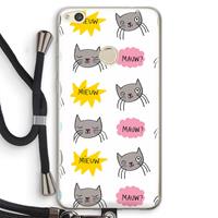 CaseCompany Meow: Huawei Ascend P8 Lite (2017) Transparant Hoesje met koord