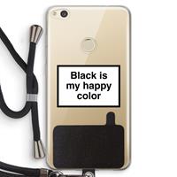 CaseCompany Black is my happy color: Huawei Ascend P8 Lite (2017) Transparant Hoesje met koord