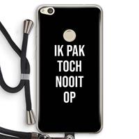 CaseCompany Ik pak nooit op - Zwart: Huawei Ascend P8 Lite (2017) Transparant Hoesje met koord