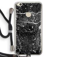 CaseCompany Zwart marmer: Huawei Ascend P8 Lite (2017) Transparant Hoesje met koord
