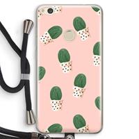 CaseCompany Cactusprint roze: Huawei Ascend P8 Lite (2017) Transparant Hoesje met koord
