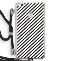 CaseCompany Strepen zwart-wit: Huawei Ascend P8 Lite (2017) Transparant Hoesje met koord