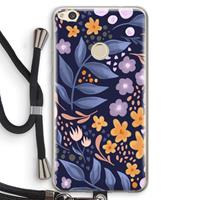 CaseCompany Flowers with blue leaves: Huawei Ascend P8 Lite (2017) Transparant Hoesje met koord