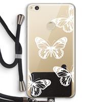 CaseCompany White butterfly: Huawei Ascend P8 Lite (2017) Transparant Hoesje met koord