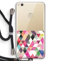 CaseCompany Gekleurde driehoekjes: Huawei Ascend P8 Lite (2017) Transparant Hoesje met koord