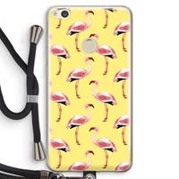 CaseCompany Flamingo's geel: Huawei Ascend P8 Lite (2017) Transparant Hoesje met koord