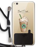 CaseCompany But first coffee: Huawei Ascend P8 Lite (2017) Transparant Hoesje met koord