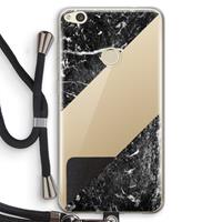 CaseCompany Zwart marmer: Huawei Ascend P8 Lite (2017) Transparant Hoesje met koord