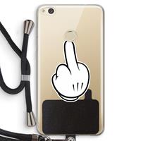 CaseCompany Middle finger black: Huawei Ascend P8 Lite (2017) Transparant Hoesje met koord