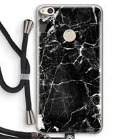 CaseCompany Zwart Marmer 2: Huawei Ascend P8 Lite (2017) Transparant Hoesje met koord