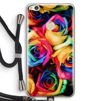 CaseCompany Neon bloemen: Huawei Ascend P8 Lite (2017) Transparant Hoesje met koord