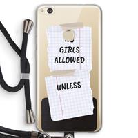 CaseCompany No Girls Allowed Unless: Huawei Ascend P8 Lite (2017) Transparant Hoesje met koord