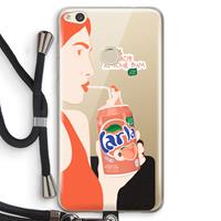 CaseCompany Peach please!: Huawei Ascend P8 Lite (2017) Transparant Hoesje met koord