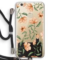 CaseCompany Peachy flowers: Huawei Ascend P8 Lite (2017) Transparant Hoesje met koord